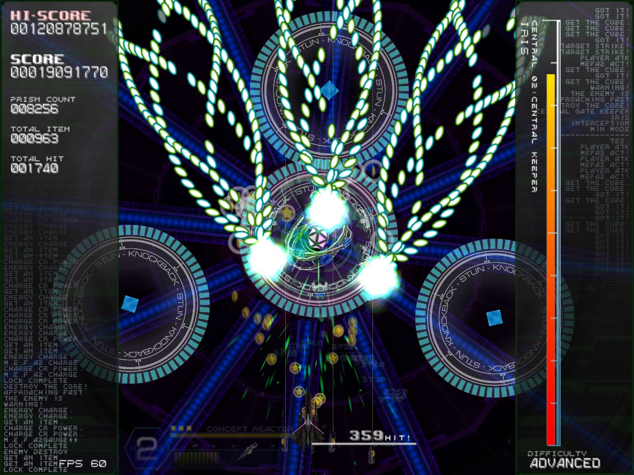 Three comets of bullets streak towards the player character.